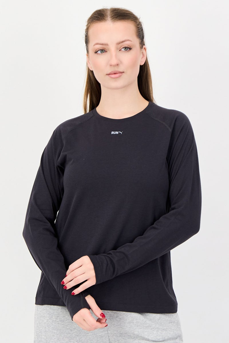 PUMA Women Sportswear Fit Long Sleeve Running T-Shirt, Dark Grey - Image 1